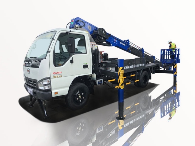 XE TẢI ISUZU 1T9 GẮN CẨU NÂNG NGƯỜI TRÊN CAO 18M -QKR77HE4