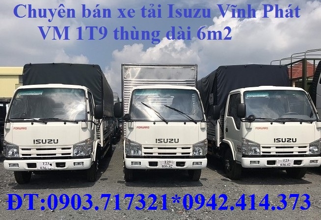 Bán xe tải Isuzu VM 1T9 (NK490SL4). giá bán xe tải Isuzu VM 1T9 thùng dài 6m2