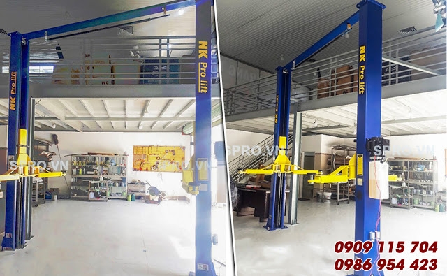 Mua cầu nâng 2 trụ giằng dưới nào tốt cho gara sửa chữa xe ô tô