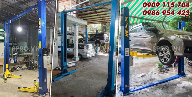 Mua cầu nâng 2 trụ giằng dưới nào tốt cho gara sửa chữa xe ô tô