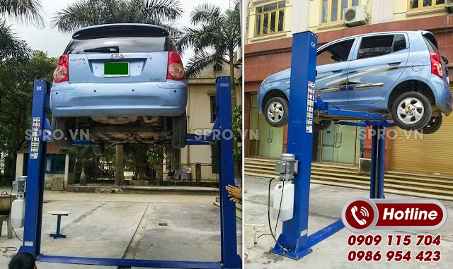 Cầu nâng 2 trụ thang ngang nằm phía dưới cóc giật 2 bên