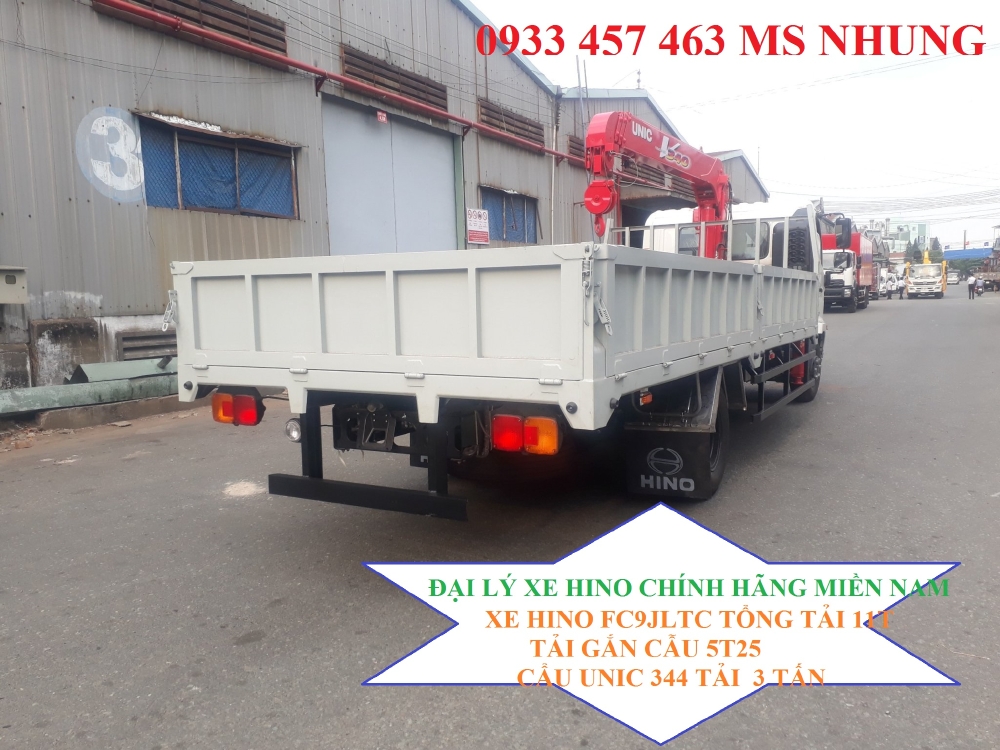 Xe Hino 11 tấn gắn cẩu Unic 3 tấn 4 khúc, Xe Hino FC găn cẩu Unic UR-V344 3 tấn 4 đốt, Giá bán HINO FC9JLSW 5T25 gắn cẩu