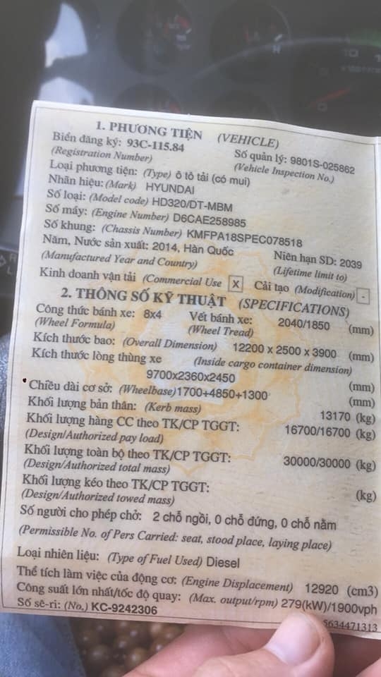 Cần bán xe tải 4 chân hd320 đời 2014 giá canh tranh