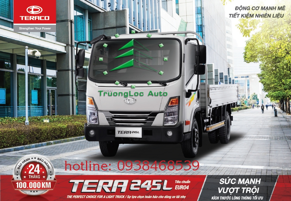 giá xe tải Tera245L thùng dài 4m4 tải 2t5 2t8