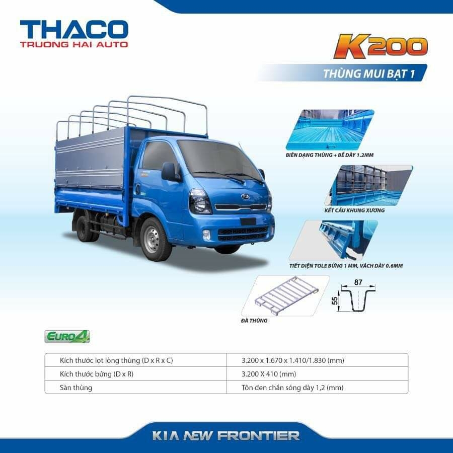 Khuyến mãi hấp dẫn khi mua xe KIA K200 tải trọng 1,9 tấn. Hỗ trợ trả góp lãi suất thấp.