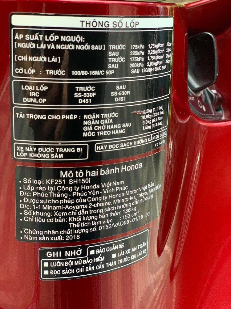 Cần bán SH Việt 150 ABS 12/2018 màu Đỏ đẹp miễn chê