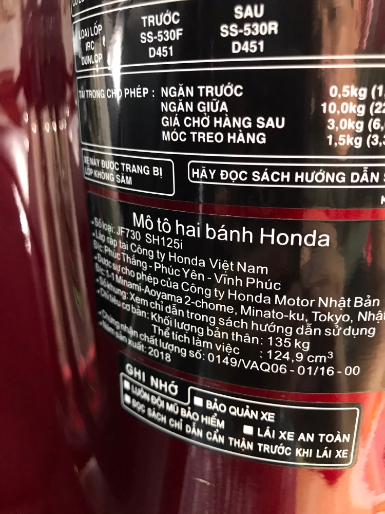 Cần bán SH Việt 125 CBS 2018 màu Đỏ cực mới