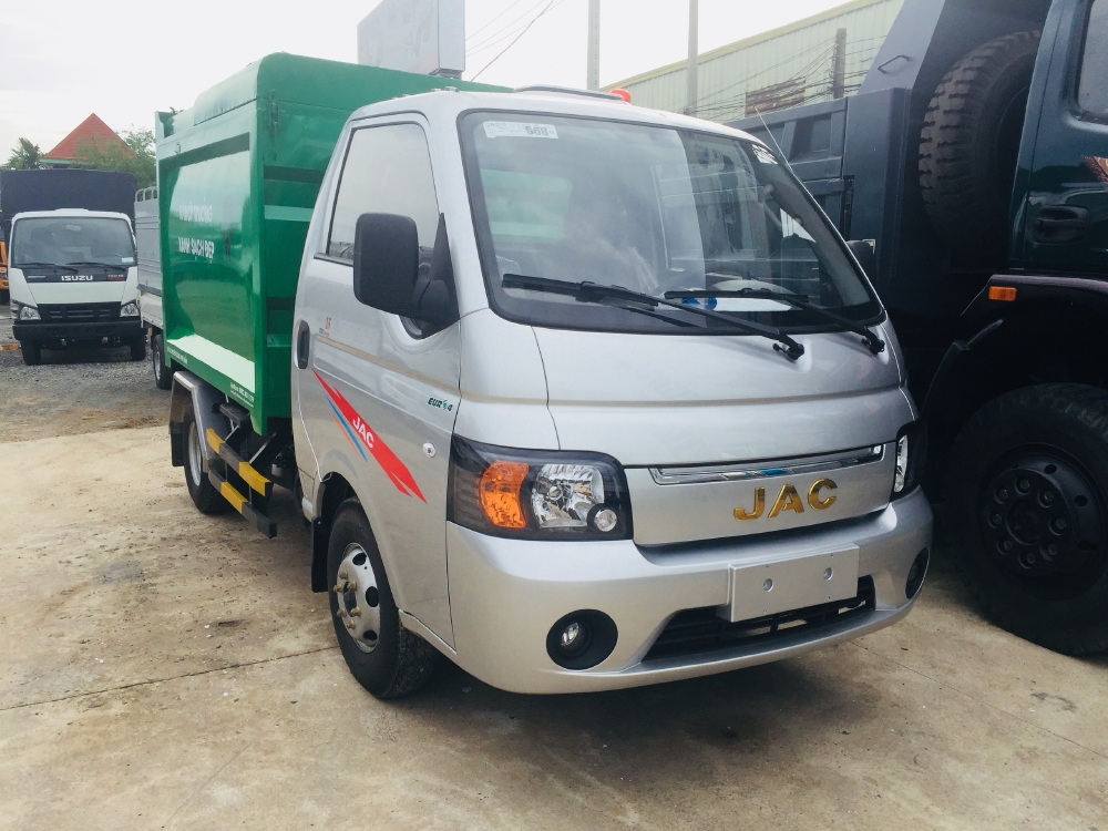 Xe ben chở rác jac 1.4 tấn thùng 3 khối vào đường hẽm