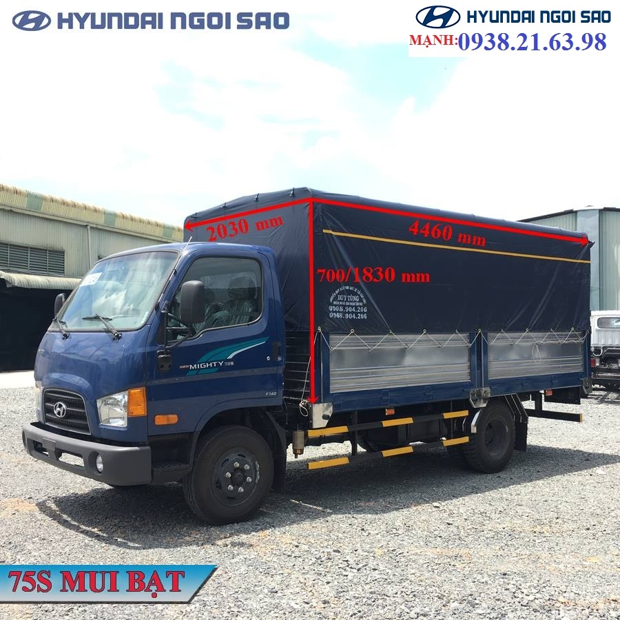 CẦN BÁN HYUNDAI 75S 3,4 TẤN THÙNG MUI BẠT GIÁ THANH LÝ
