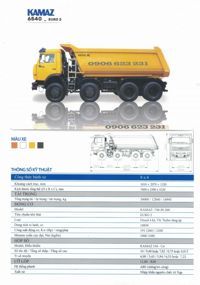 Ben Kamaz 6540 (8x4) thùng ben 15m3  | Bán xe ben Kamaz 4 chân tại Đồng Nai