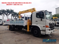 Xe tải 9.4 tấn Hino FG8JP7A gắn cẩu 6 tấn 5 đốt Soosan SCS735 thùng dài 6,5m | Hỗ trợ mua xe trả góp 85% giá trị xe