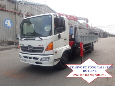 Xe Hino 11 tấn gắn cẩu Unic 3 tấn 4 khúc, Xe Hino FC găn cẩu Unic UR-V344 3 tấn 4 đốt, Giá bán HINO FC9JLSW 5T25 gắn cẩu