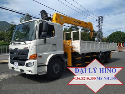 Hino FM tổng tải 24 tấn gắn cẩu soosan 746 tải trọng còn 10 tấn