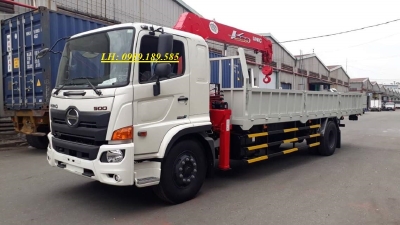 Xe tải cẩu Hino 9 tấn lắp cẩu Soosan 5 tấn 4 khúc/đoạn SCS524