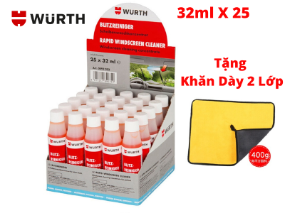 Combo 25 Chai Vệ Sinh Kính Lái Wurth Rapid 32ML Tặng Khăn 2 Lớp